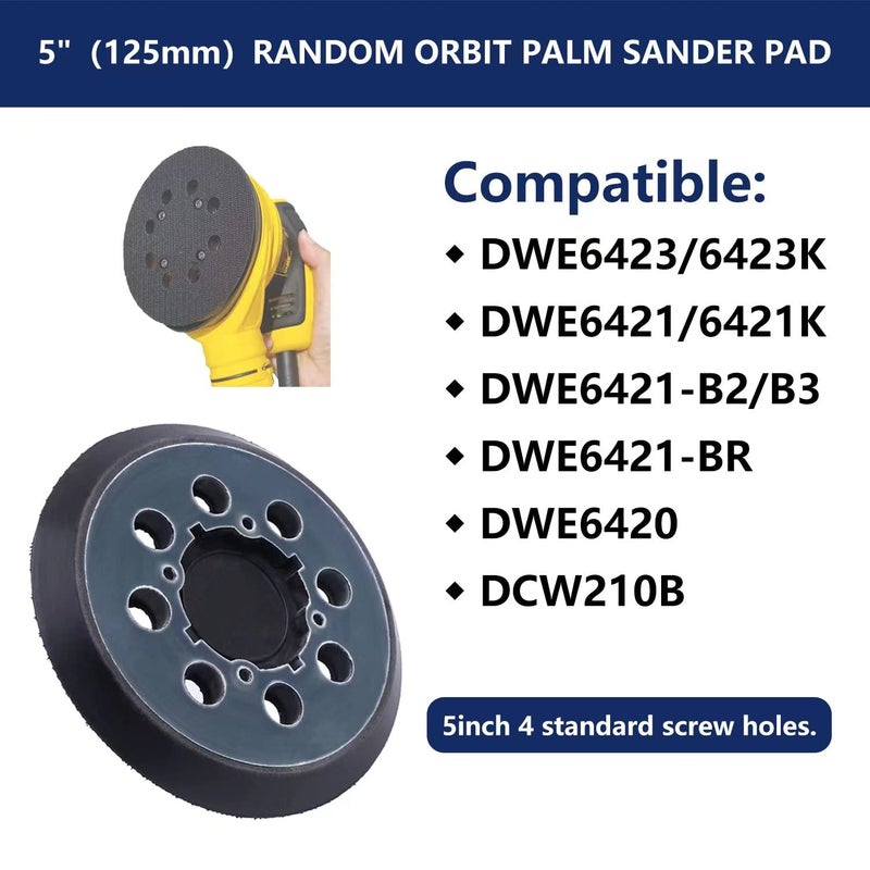 NYXCL 5 inch DeWalt DWE6423/6423K, DWE6421/6421K, DCW210B Random Orbital Sander Replacement Pad with 5 inch 8 Hole Hook Loop Foam & Sanding Backing Pads Sanding Discs Include 100/150/180/240/320/400 Grit - Image 2
